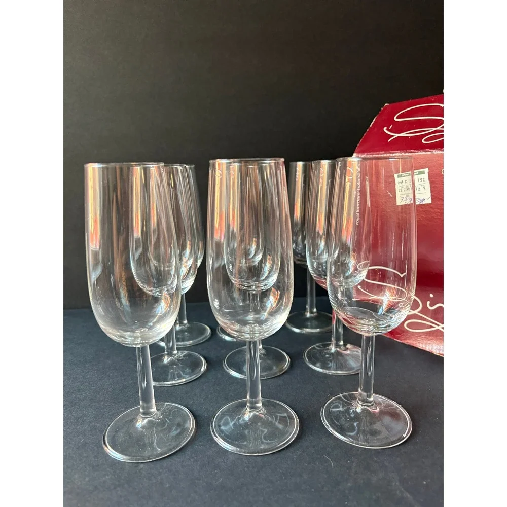 Royal Leerdam Simplicity Champagne Flutes Set‎ of 9 Glasses 6.5oz